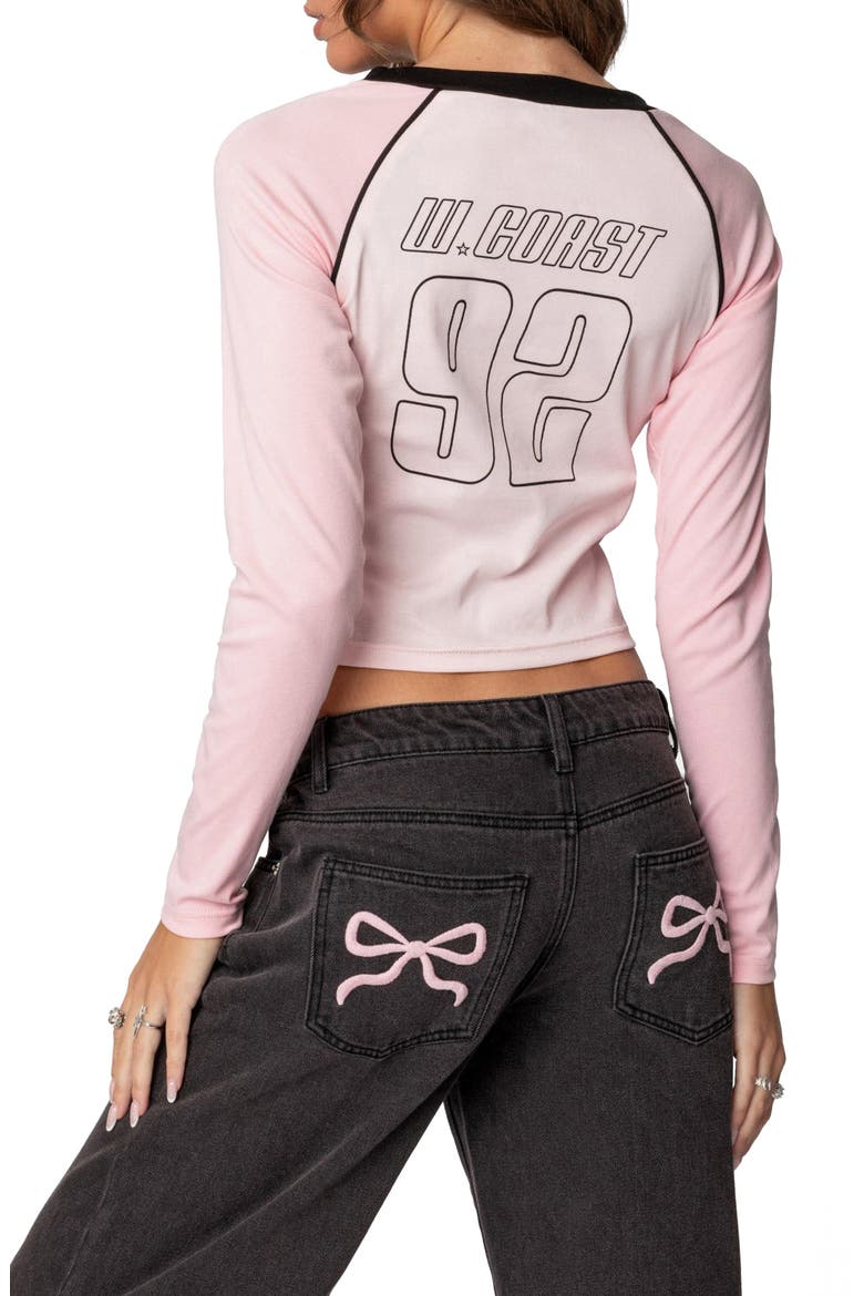 Los Angeles Raglan Crop T-Shirt, Alternate, color, PINK