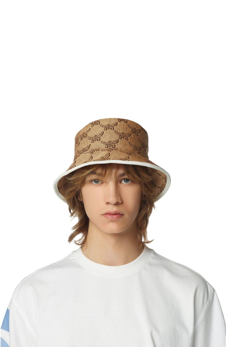 MCM Bucket Hat in Lauretos Raffia Jacquard, Alternate, color, 