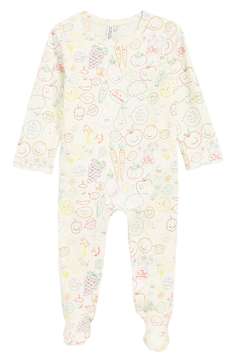 Stella McCartney Kids Stella McCartney Fruit & Veggie Print Footie, Main, color,