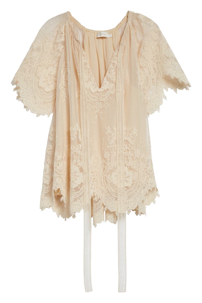 Luna Lace Flutter Top, Alternate, color, CREAM