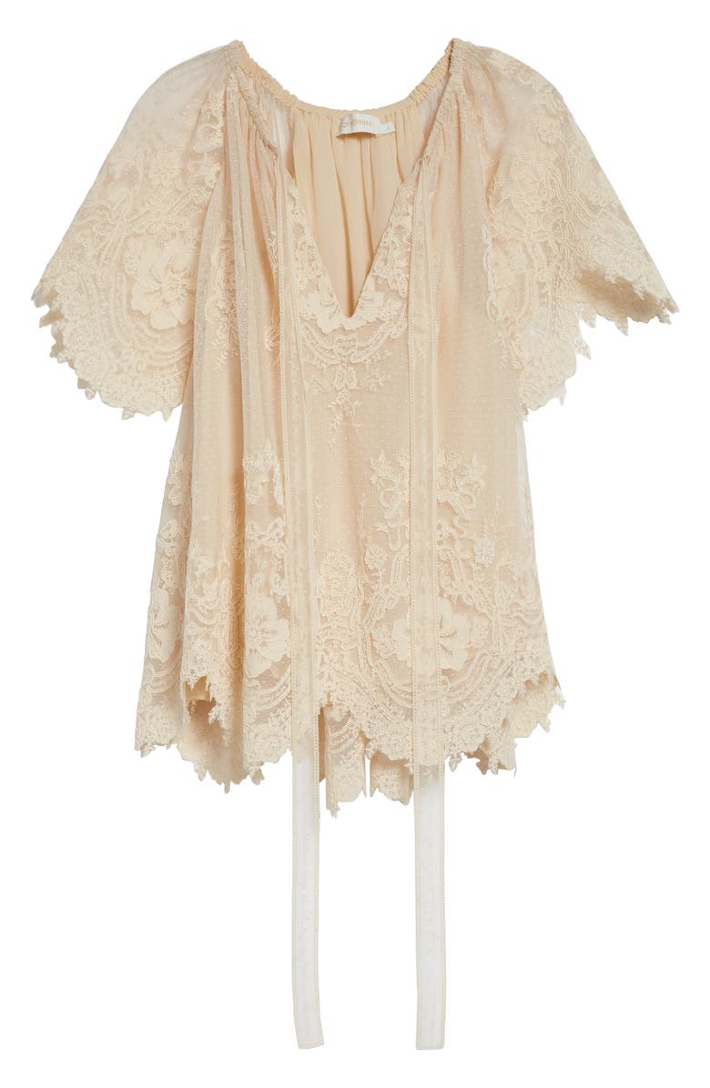 Zimmermann Luna Lace Flutter Top, Alternate, color, Cream