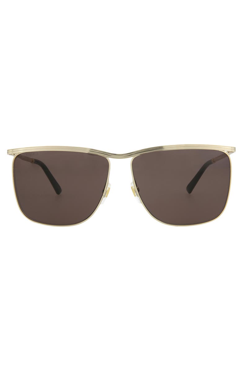 Gucci 62mm Oversize Square Sunglasses, Main, color, Gold Gold Grey