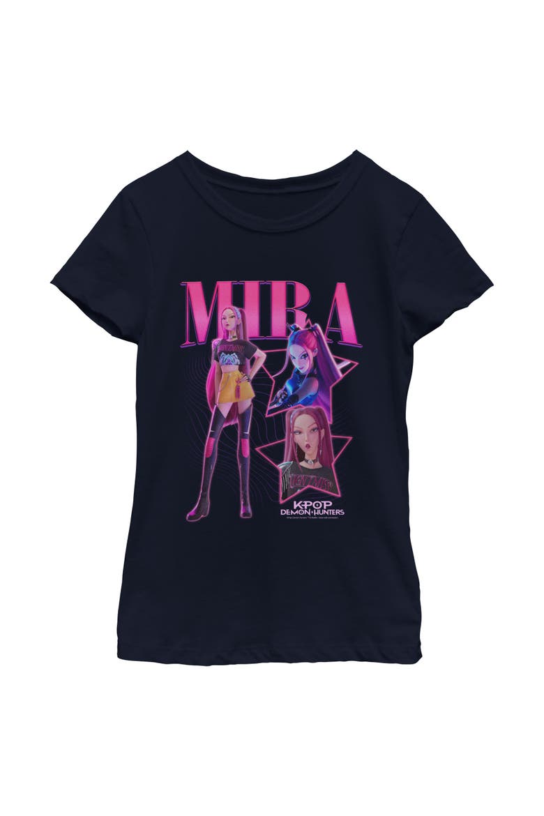 Girl's KPop Demon Hunters Mira Super Star Logo  Graphic T-Shirt, Main, color, Navy Blue