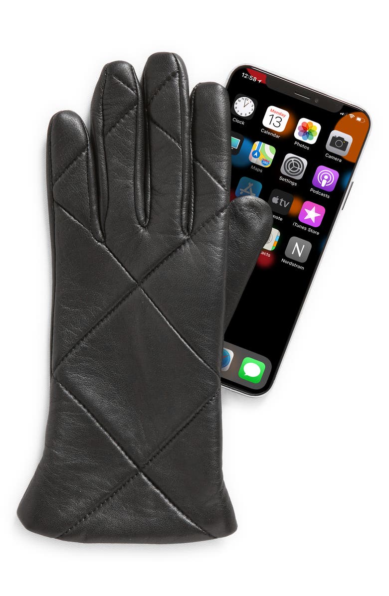 Cole Haan Quilted Leather Gloves, Alternate, color, 