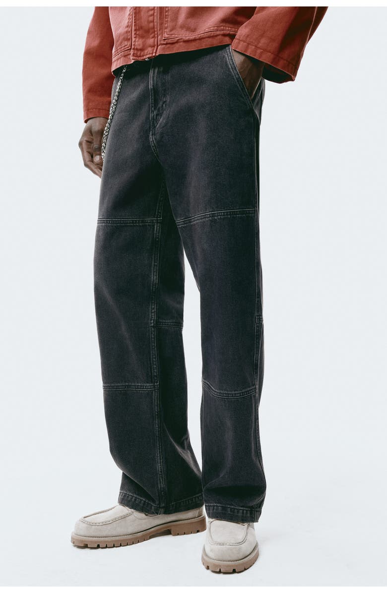H&M Loose Fit Worker Jeans, Alternate, color, Black