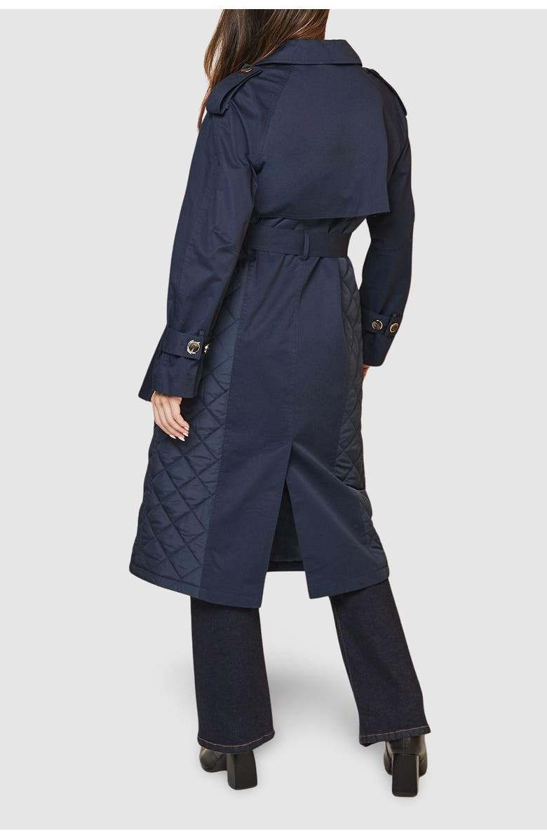 Wallis Padded Belted Trench Coat, Alternate, color, Navy