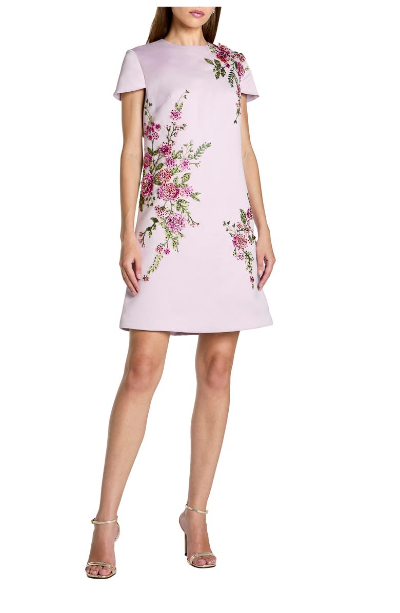 Mac Duggal Women's Cap Sleeve Embroidered Satin Mini Dress, Main, color, Lilac