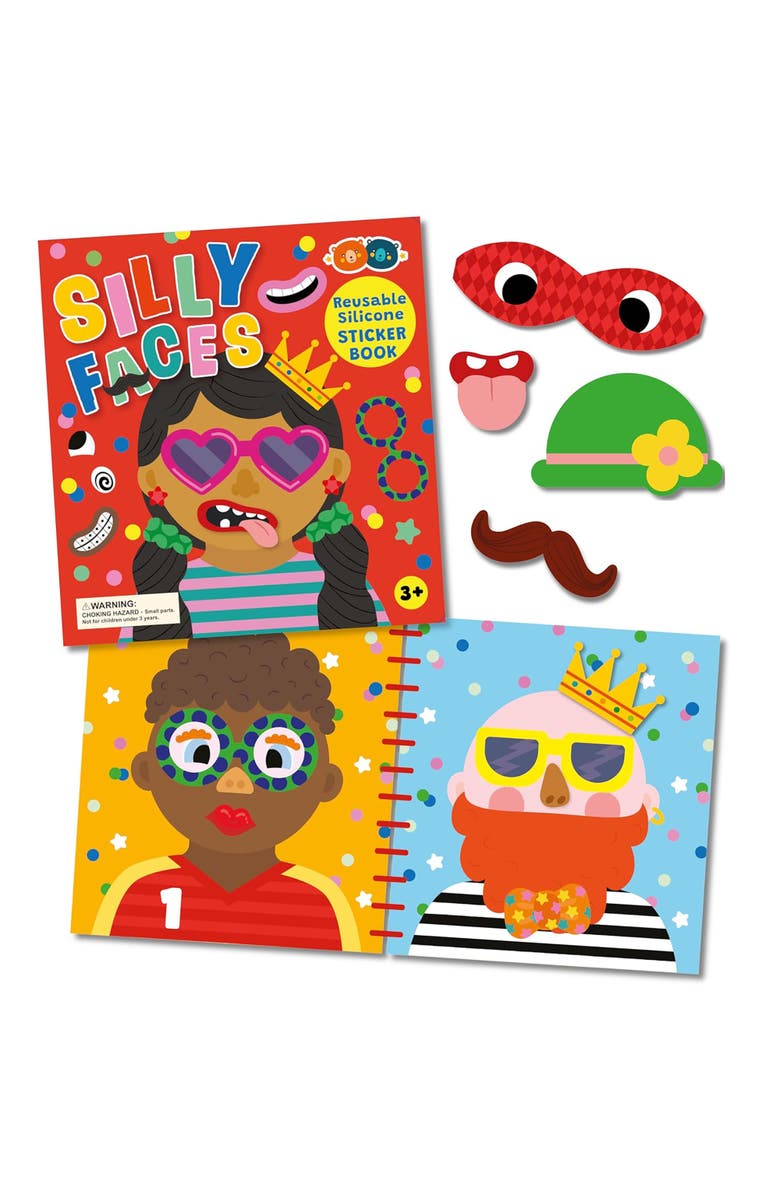 Buddy & Barney Reusable Silicone Sticker Book, Silly Faces, Kids 3+, Alternate, color, Multicolored
