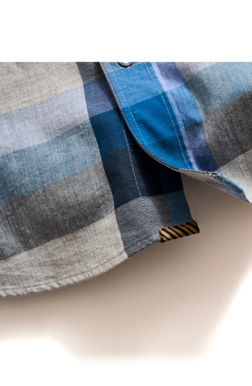 Billy Reid Large Scale Plaid Melange Tuscumbia Shirt Button Down In Blue