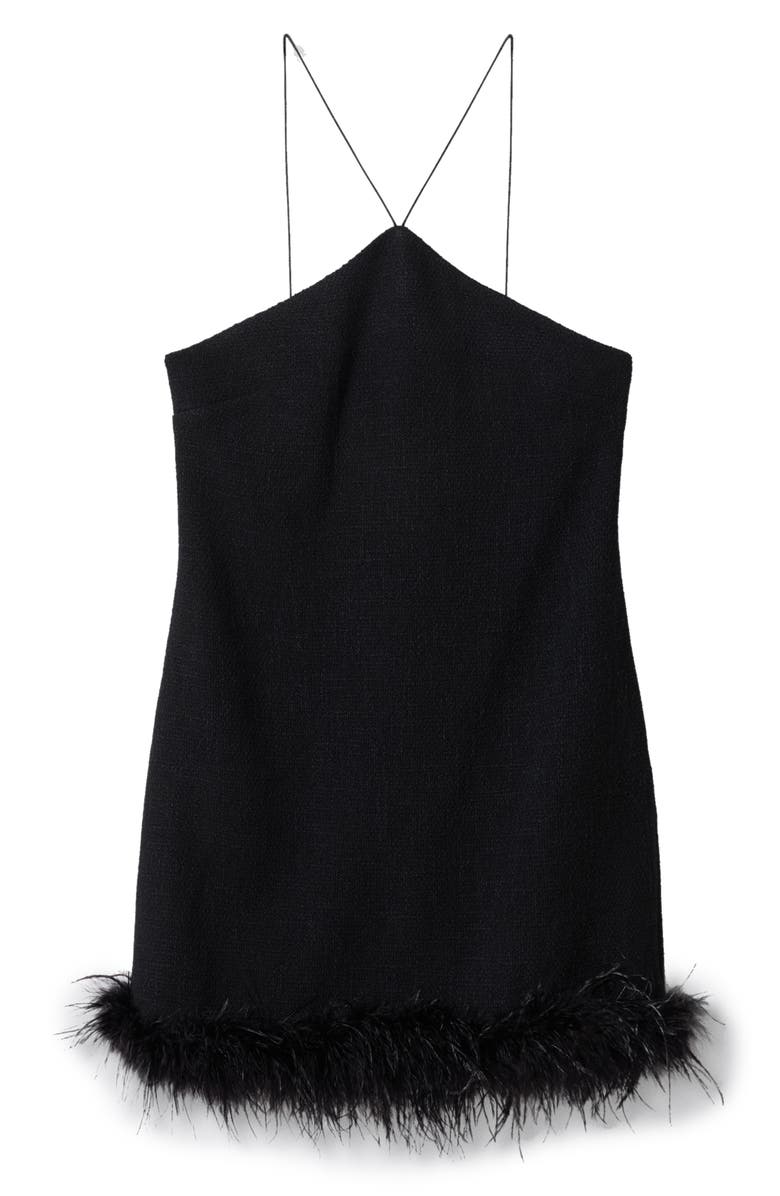 MANGO Faux Feather Minidress, Alternate, color,