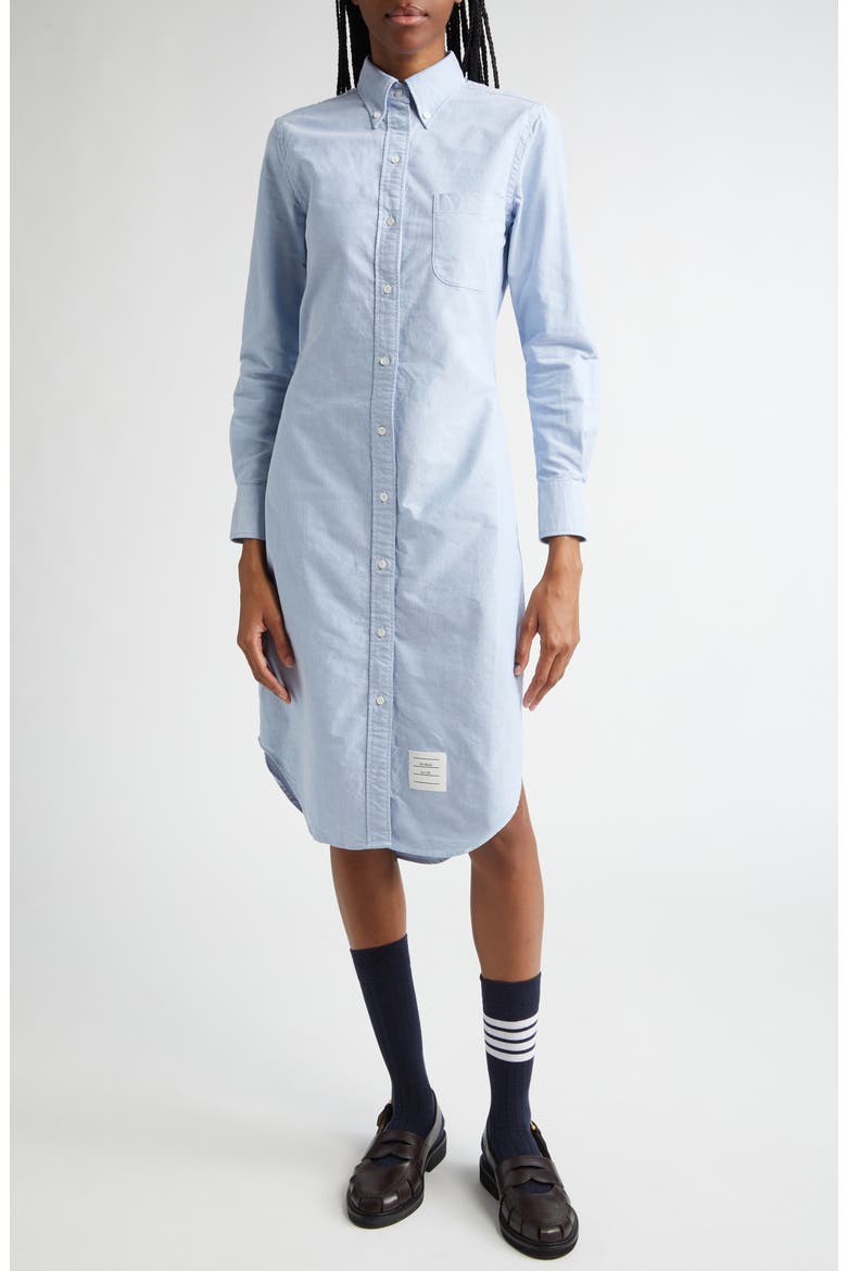 Knee Length Button-Down Point Collar Shirt, Main, color, LIGHT BLUE