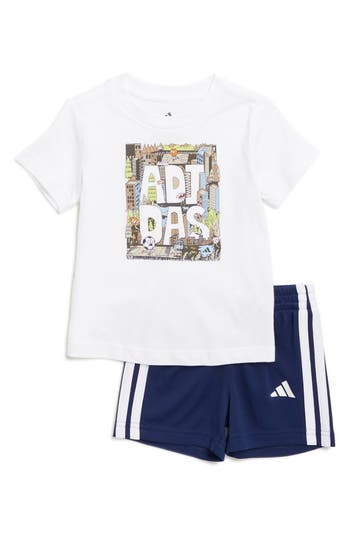 Adidas Originals Adidas Graphic T-shirt & Shorts Set In White