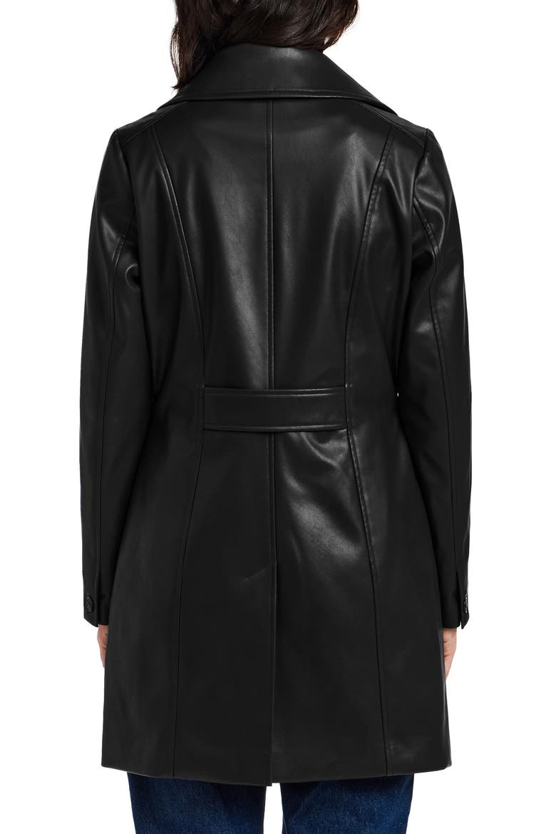 Faux Leather Coat, Alternate, color, BLACK