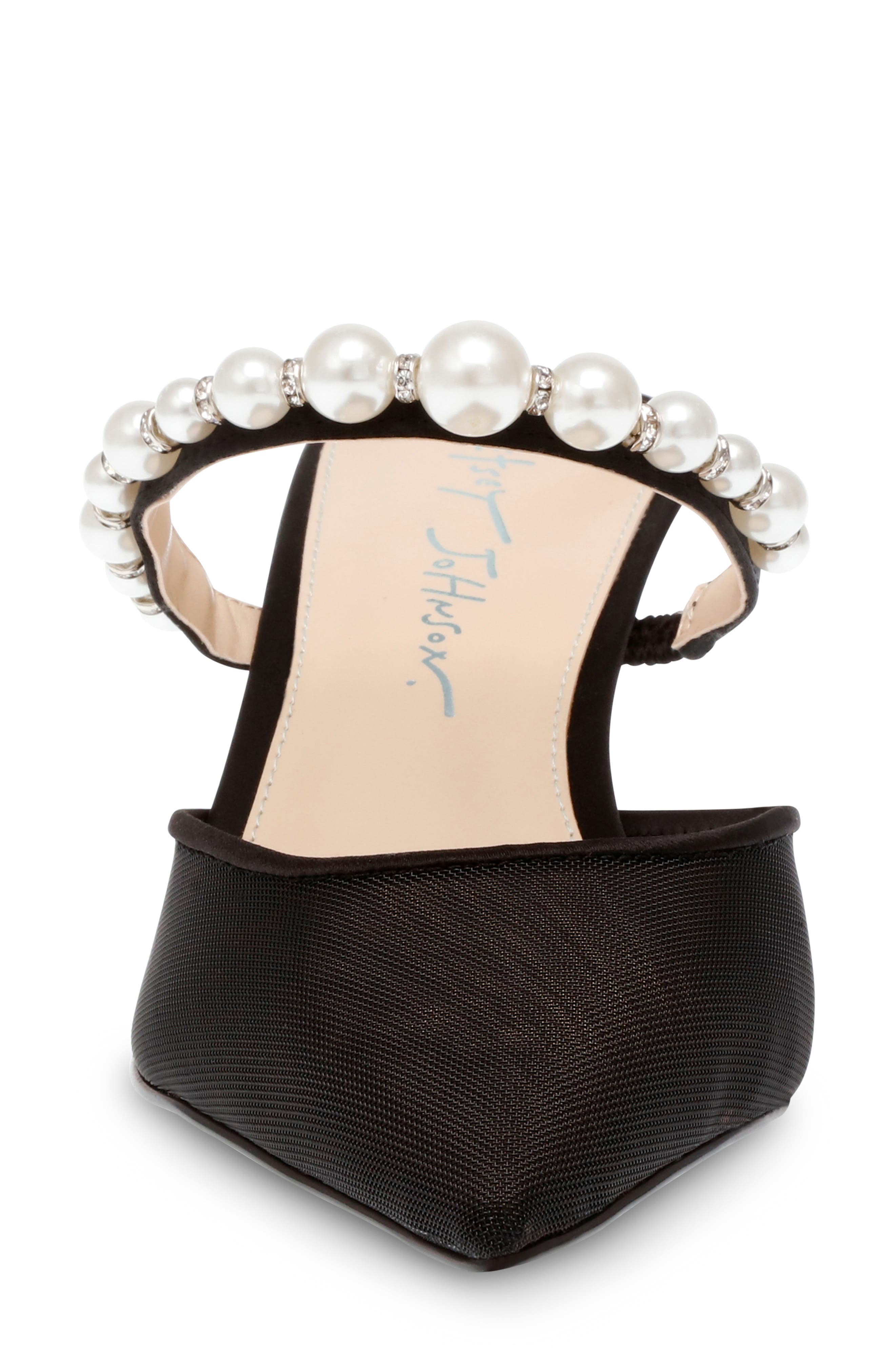 Betsey Johnson Evey Imitation Pearl Pointed Toe Mule, Alternate, color, 