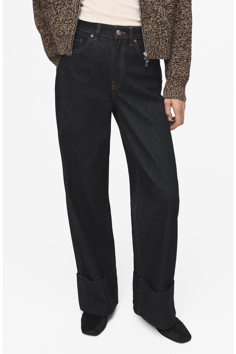 Rolled Hem Straight Leg Jeans, Main, color, OPEN BLUE