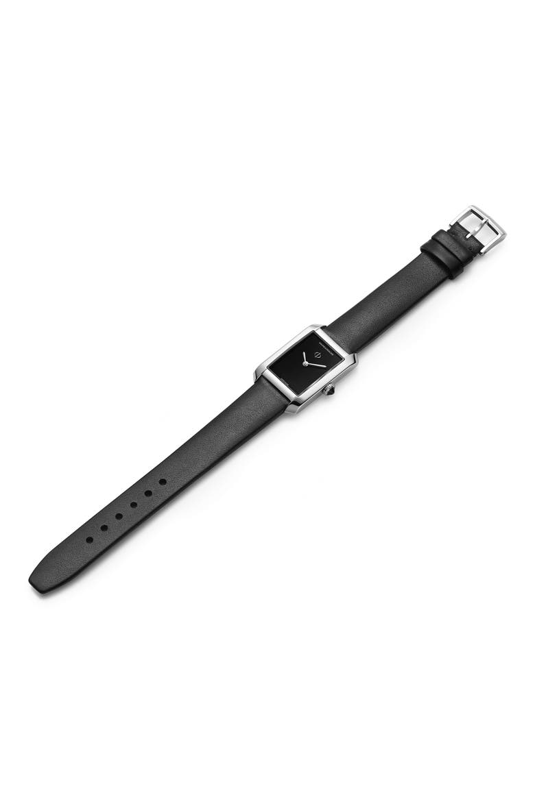 Hampton 10760 Tank Leather Strap Watch, 22mm x 35mm, Alternate, color, BLACK