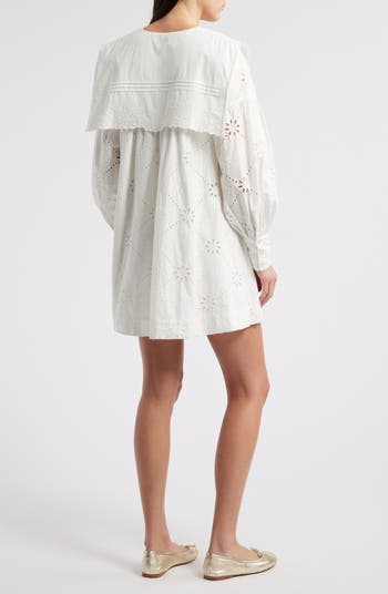 Cassidy Long Sleeve Organic Cotton Eyelet Minidress
