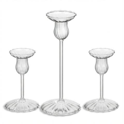 Henan Borosilicate Glass Candlestick 3 Pcs Set