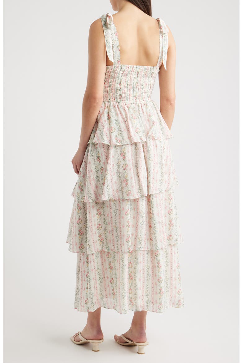 Print Tiered Maxi Dress, Alternate, color, PINK MULTI