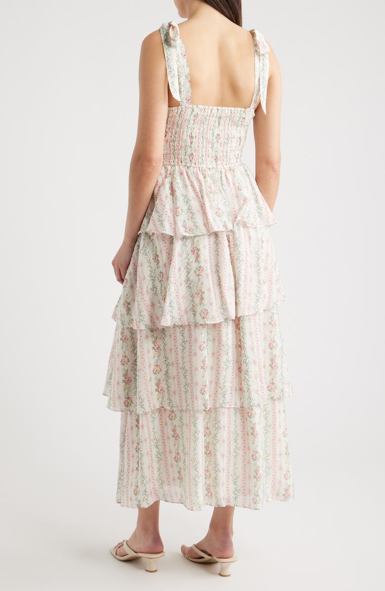 ZOE AND CLAIRE Print Tiered Maxi Dress, Alternate, color, Pink Multi