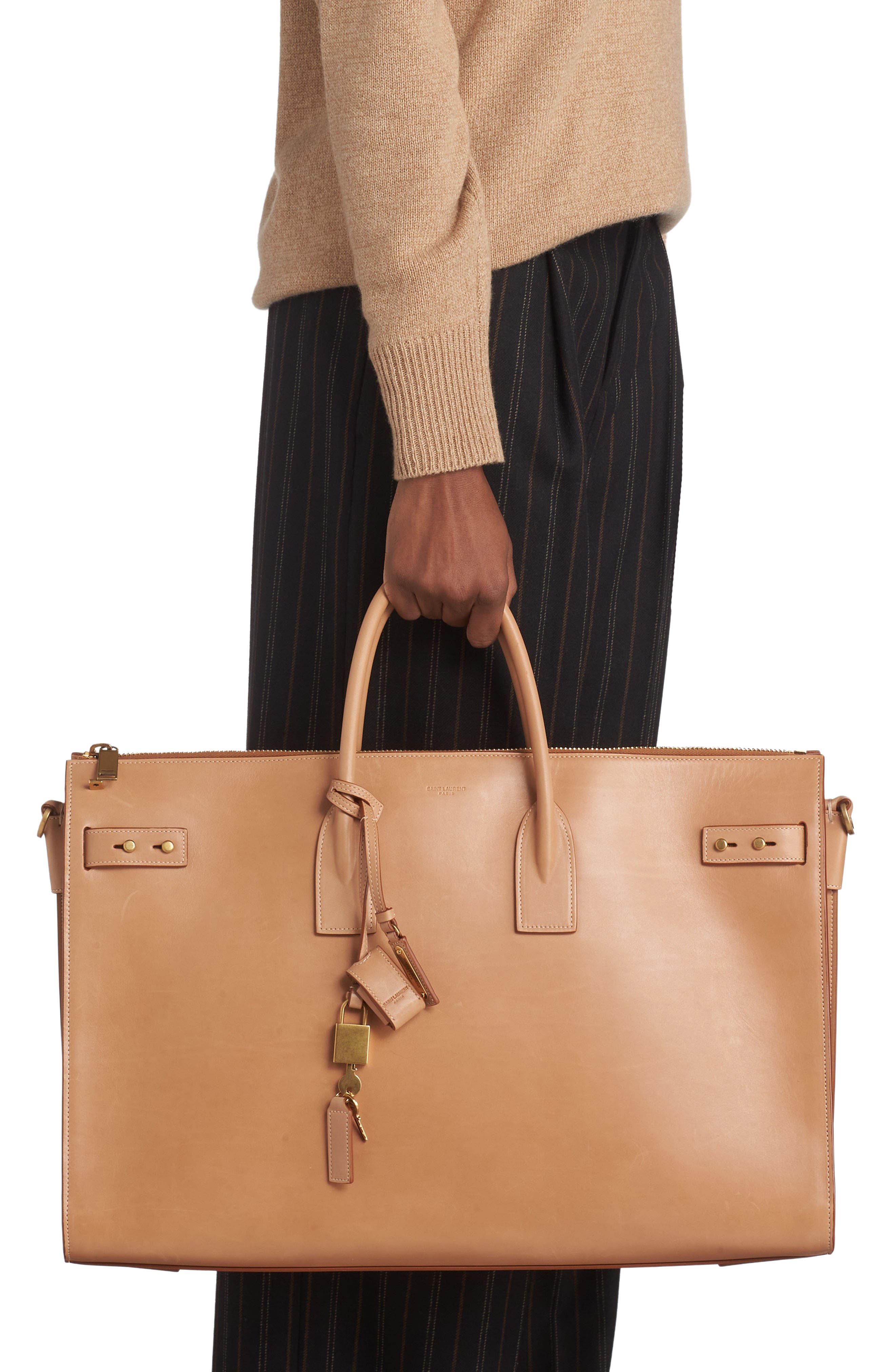 Saint Laurent Medium Supple Sac de Jour Grained Leather Tote, Alternate, color, 