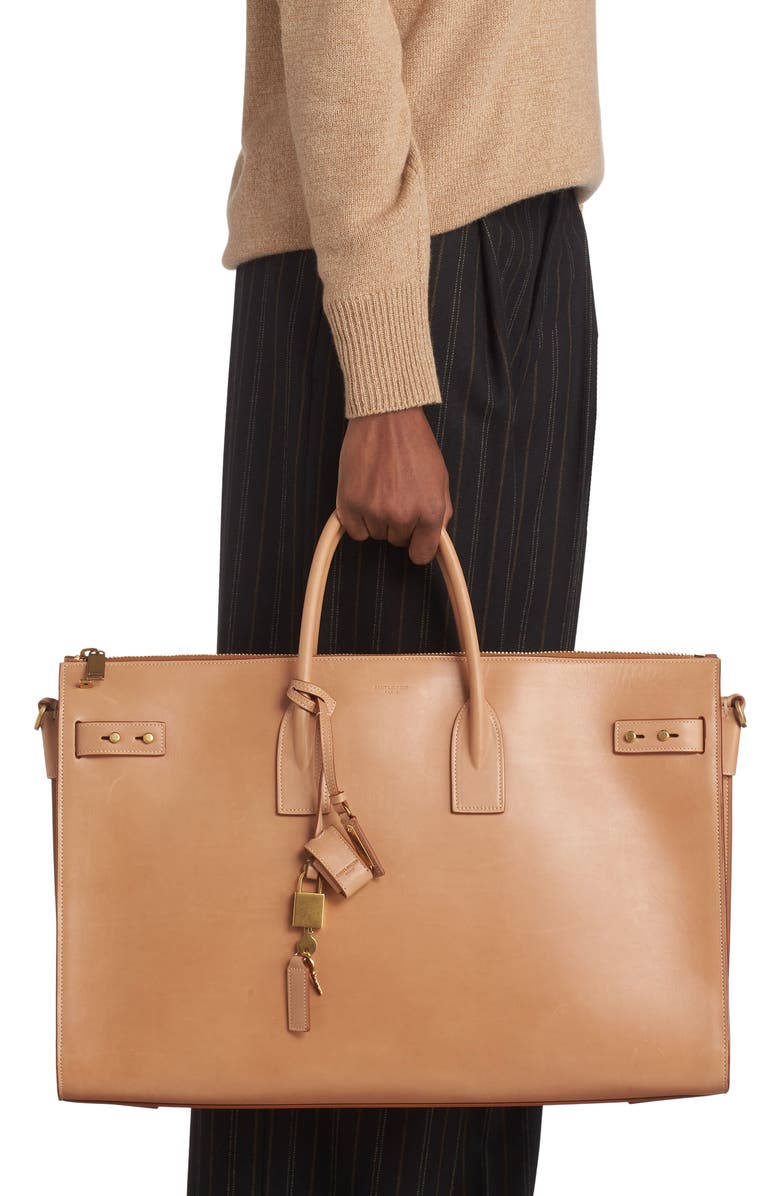 Saint Laurent Medium Supple Sac de Jour Grained Leather Tote, Alternate, color,