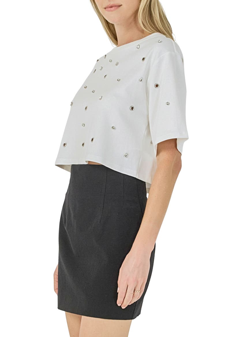 Rhinestone Crop T-Shirt, Alternate, color, WHITE