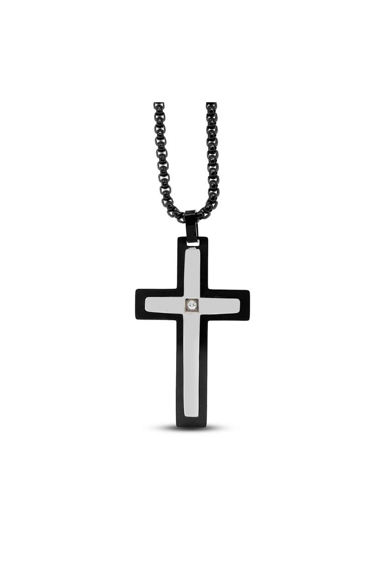 Anna Zuckerman Ebon Cross Necklace, Main, color, Platinum