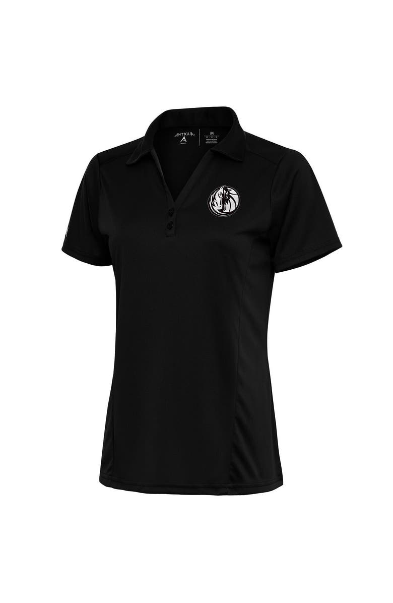 ANTIGUA Women's Antigua Black Dallas Mavericks Brushed Metallic Tribute Polo, Alternate, color,