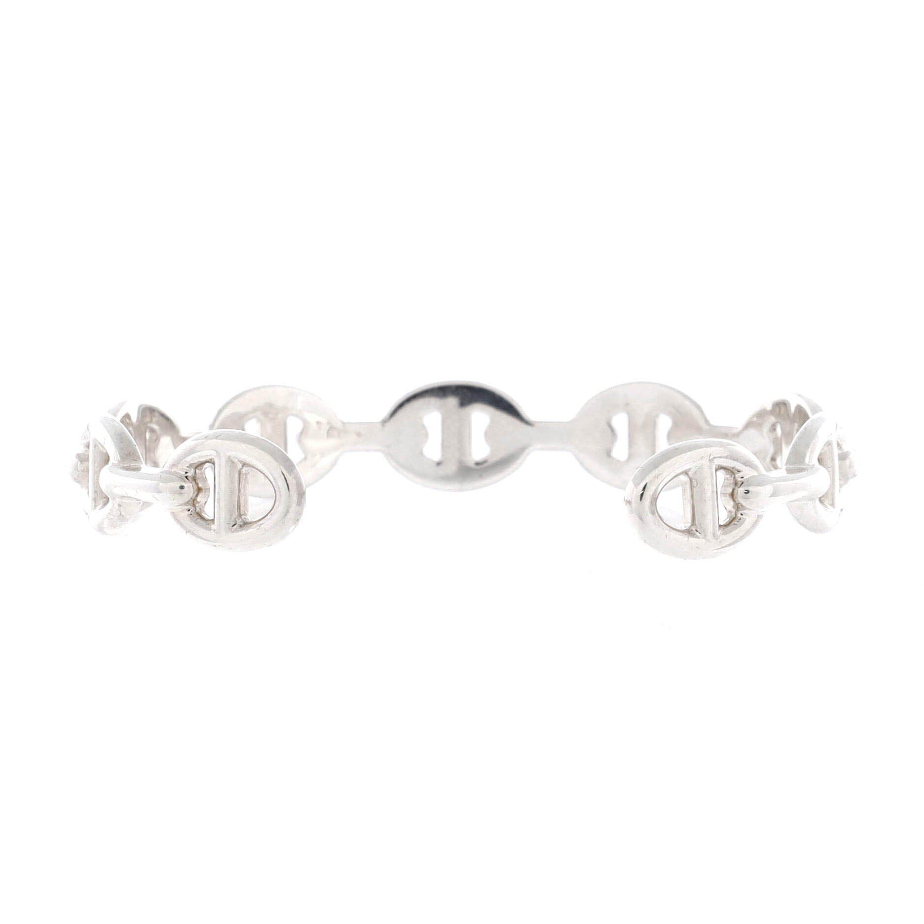 Pre-Owned Hermes Chaine d'Ancre Enchainee Cuff Bracelet Sterling Silver Medium, Alternate, color, Silver
