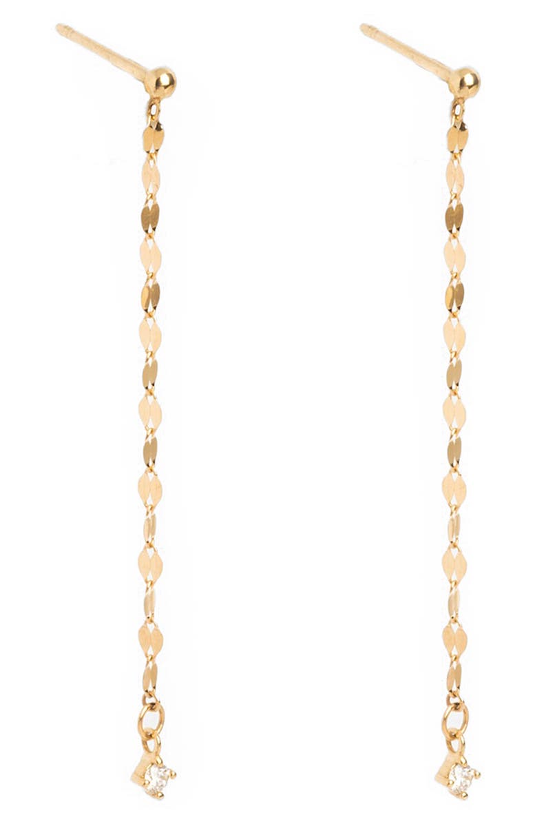 Local Eclectic Solid 9K Gold & Diamond Anchored Convertible Linear Drop Earrings, Main, color, Gold