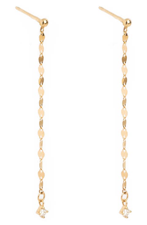 Solid 9K Gold & Diamond Anchored Convertible Linear Drop Earrings