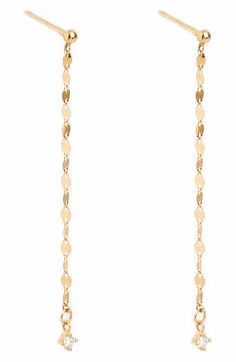 Local Eclectic Solid 9K Gold & Diamond Anchored Convertible Linear Drop Earrings