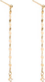 Local Eclectic Solid 9K Gold & Diamond Anchored Convertible Linear Drop Earrings
