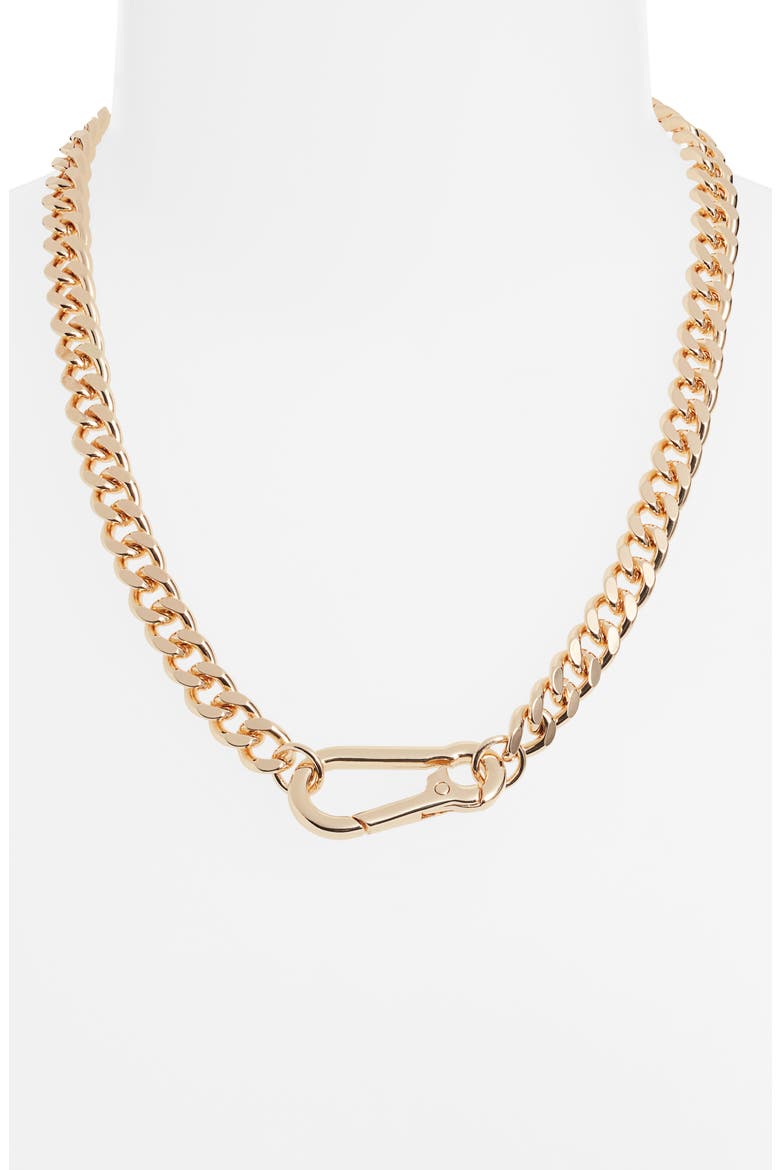 Carabiner Curb Chain Necklace, Alternate, color, GOLD