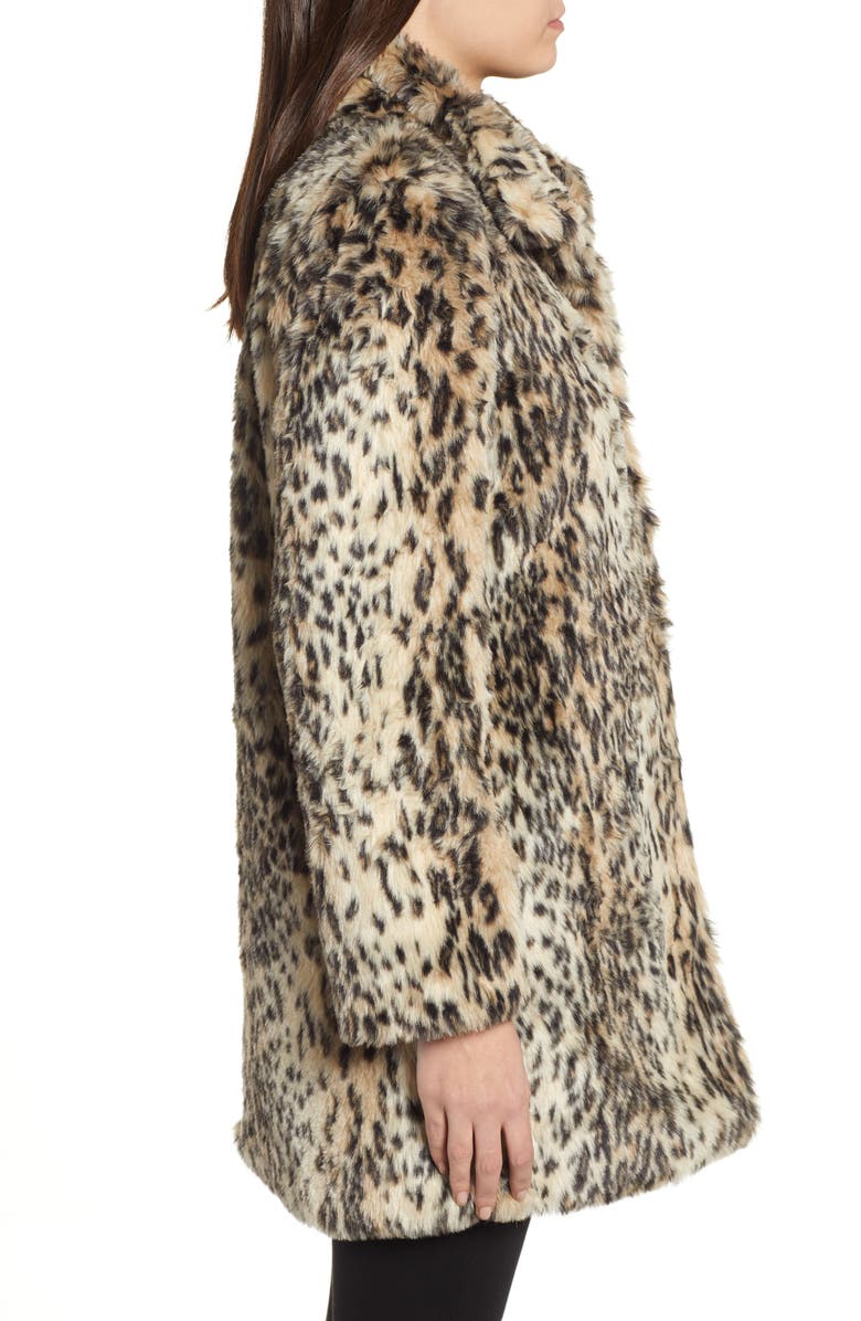 cupcakes and cashmere Leopard Faux Fur Coat, Alternate, color, 