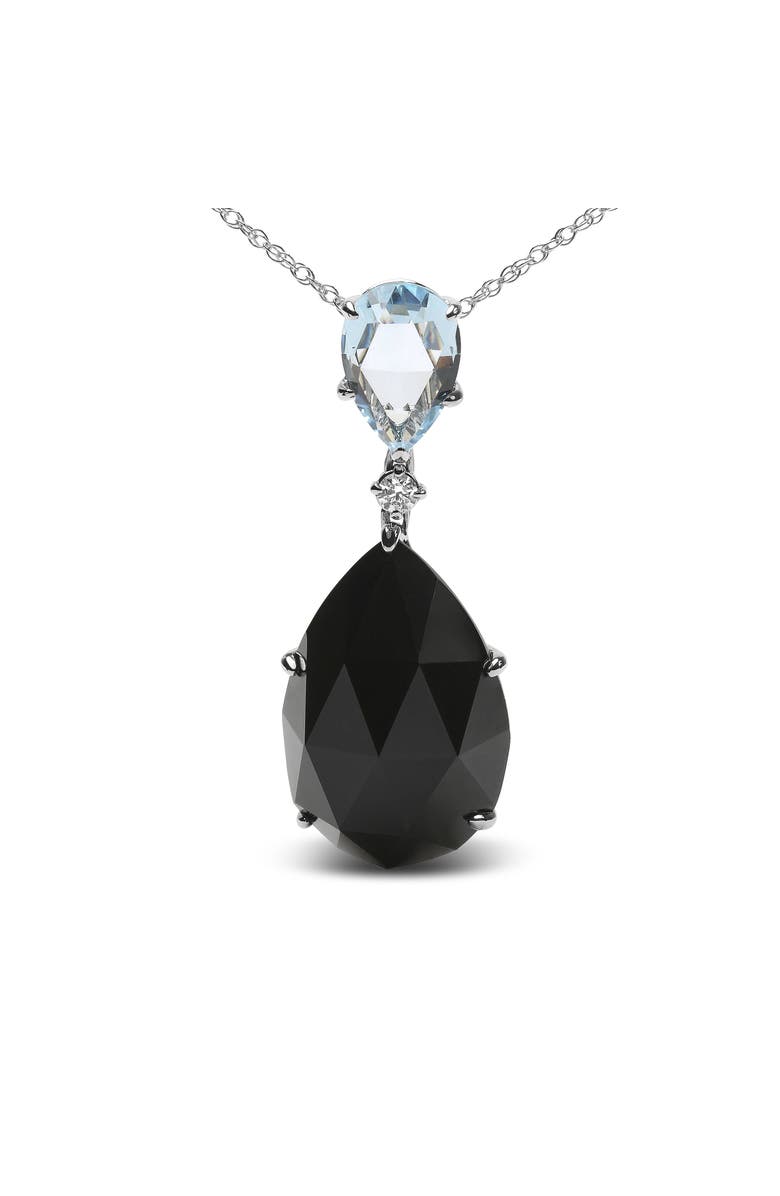 Haus of Brilliance 18K Gold Diamond Accent Topaz and Onyx Drop Pendant Necklace, Alternate, color, White