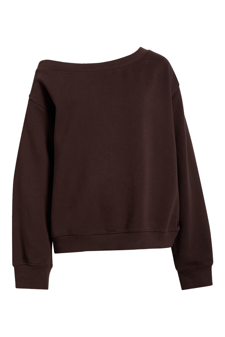 Wellness One-Shoulder Sweatshirt, Alternate, color, WASHED BROWN