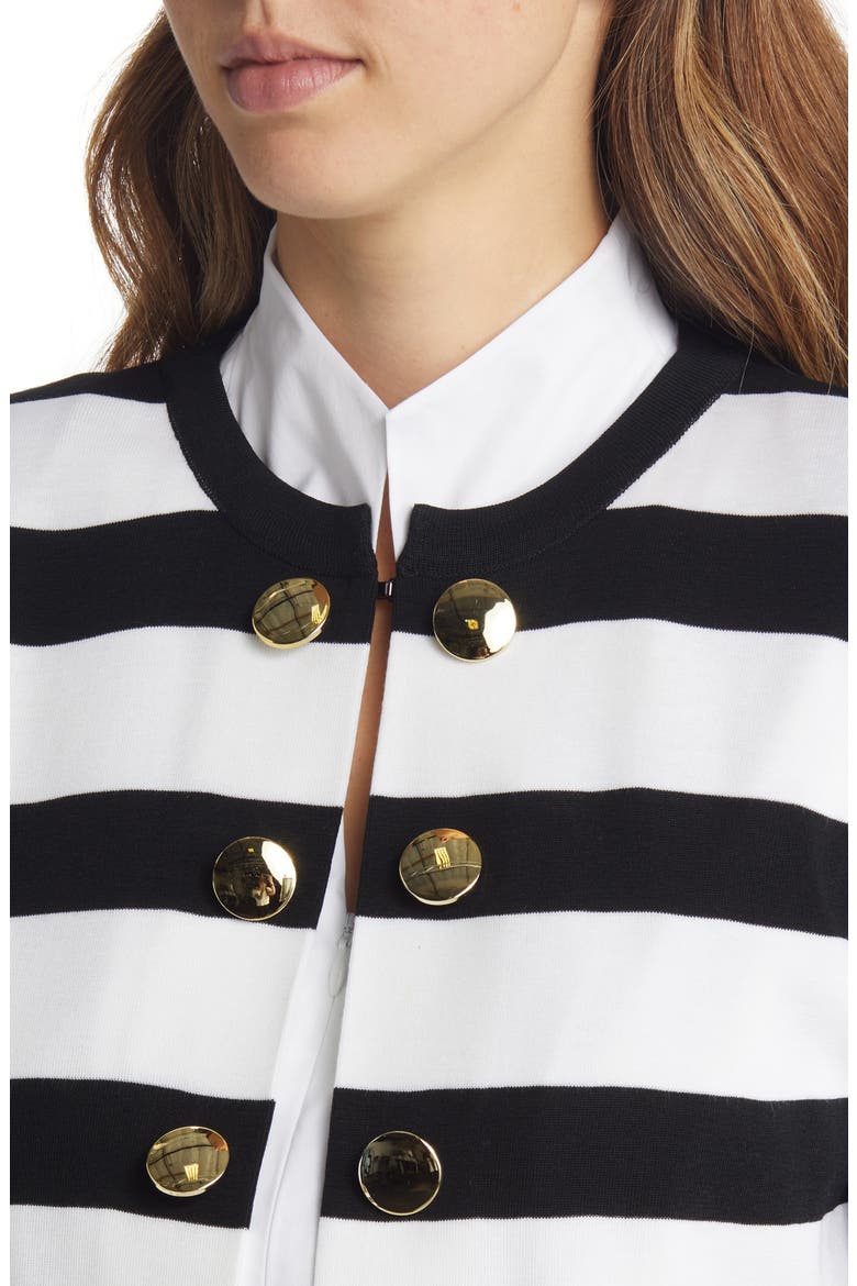 Bold Stripe Cardigan, Alternate, color, BLACK/ WHITE