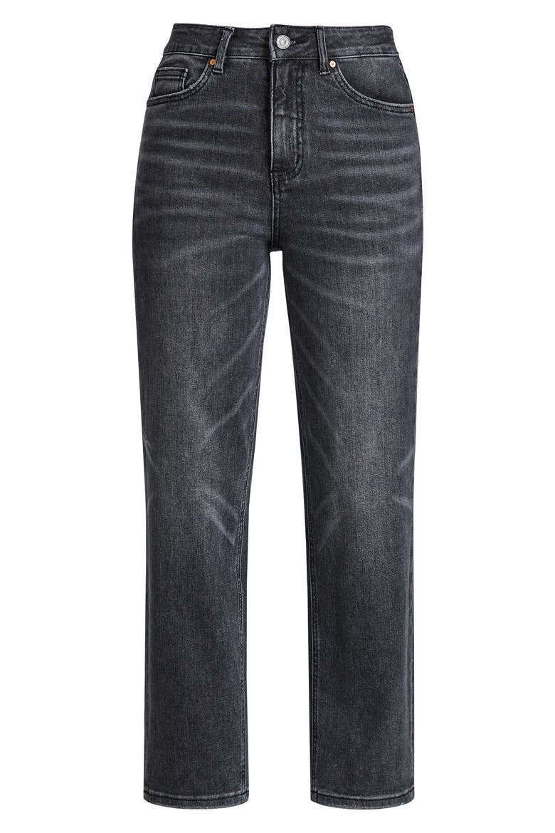 High Waist Straight Leg Jeans, Alternate, color, BLACK STONE