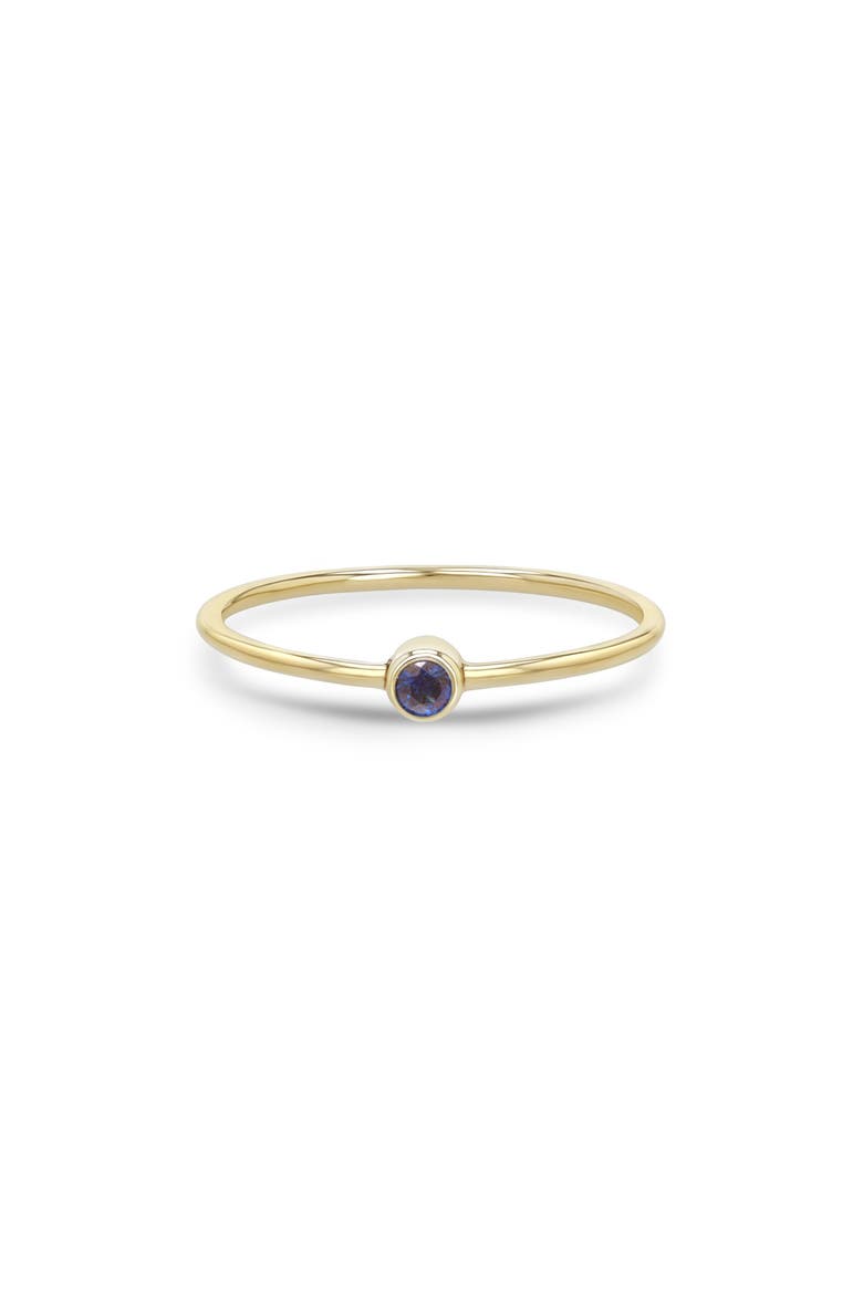 14K Gold Bezel Birthstone Stacking Ring, Main, color, YELLOW GOLD/ BLUE SAPHIRE
