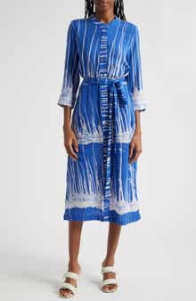 BUSAYO Kola Tie Belt Three-Quarter Sleeve Shirtdress