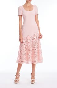 Badgley Mischka Collection Mixed Media Floral Lace Cocktail Dress
