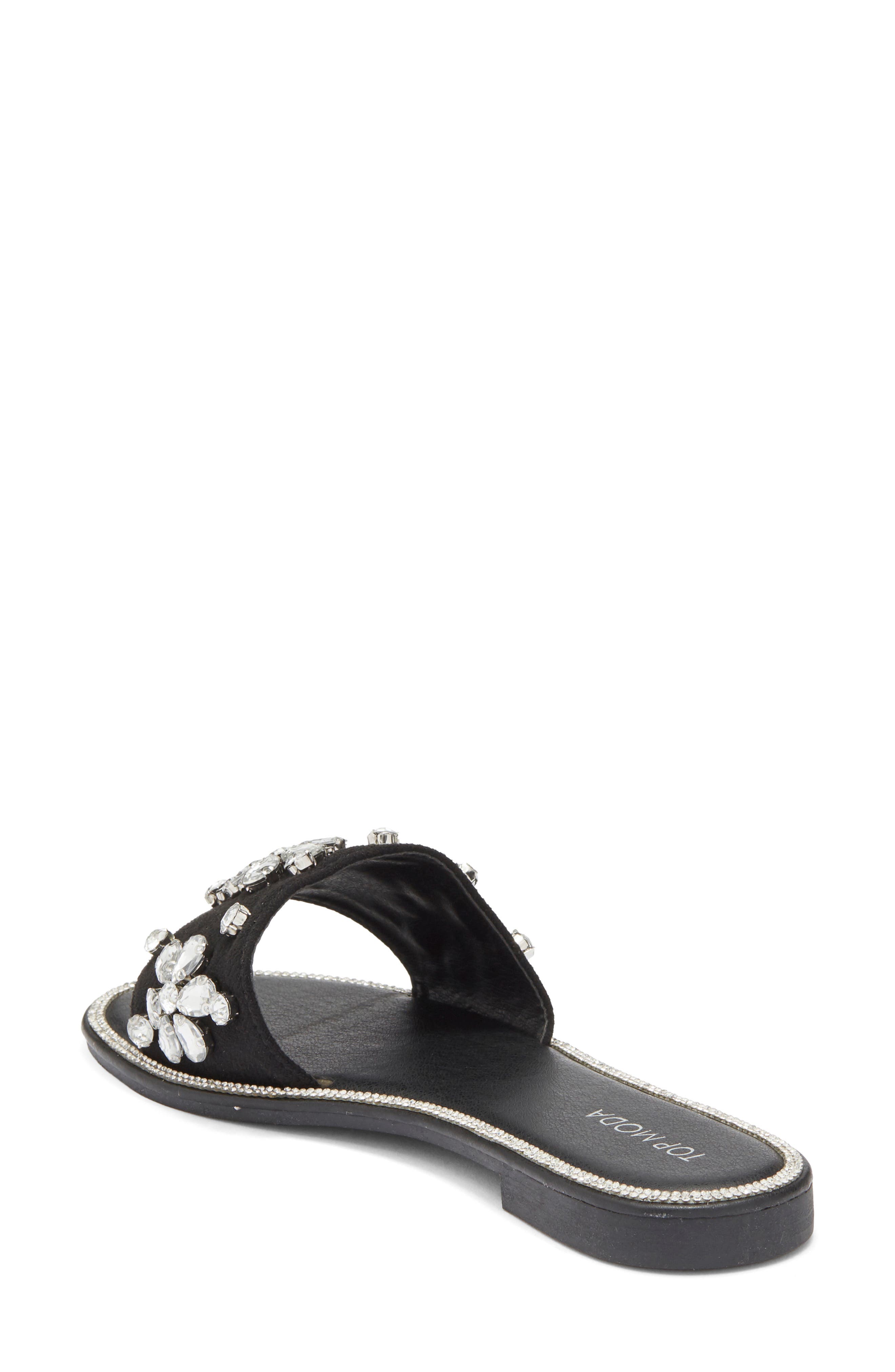 TOP MODA Paz Slide Sandal, Alternate, color, Black Denim
