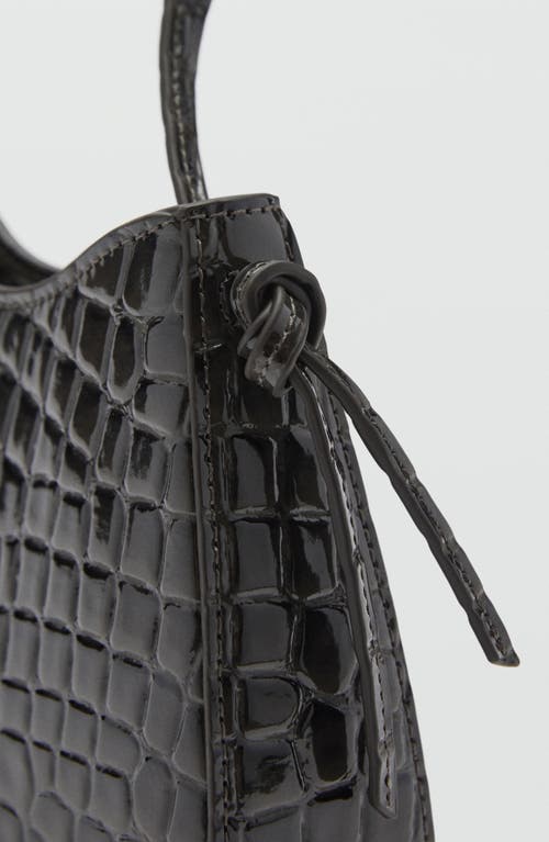 Mango Croc Embossed Faux Leather Shoulder Bag In Grey