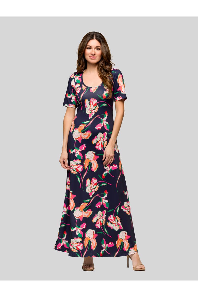 V-Neck Sleeveless Maxi Dress with Belt, Main, color, Pink Multi