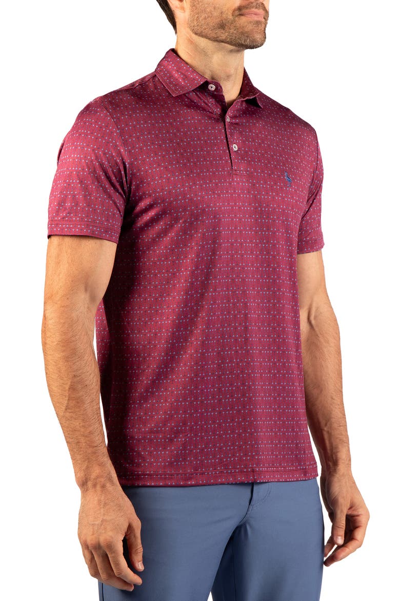 Martini Glass Printed Polo, Alternate, color, BURGUNDY