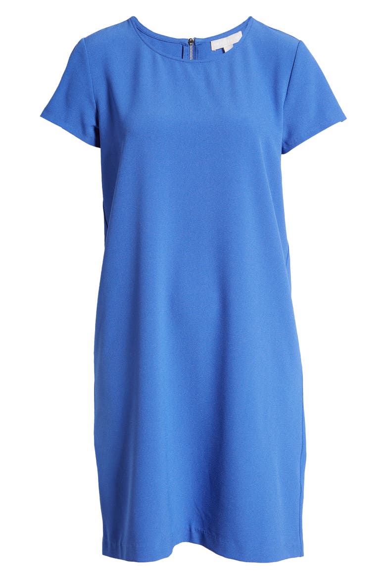 Crepe Shift Dress, Alternate, color, BLUE DAZZLE