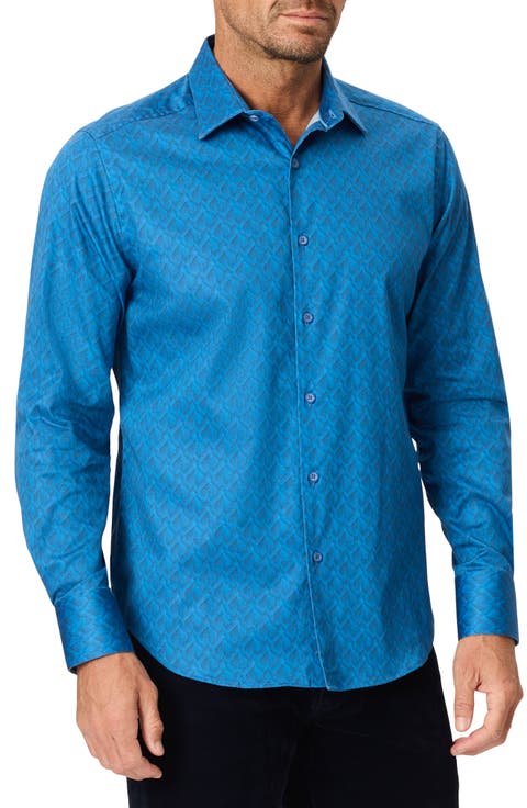 Dimella Long Sleeve Geometric Jacquard Shirt