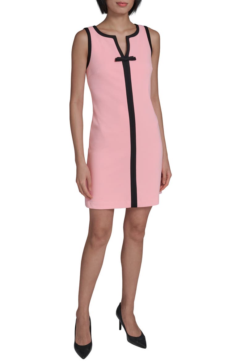 Sleeveless Scuba Crepe Dress, Alternate, color, ALMOND BLOSSOM BLACK